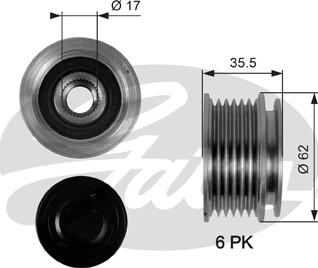 Gates OAP7044 - Riemenscheibe, Generator alexcarstop-ersatzteile.com