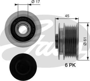 Gates OAP7087 - Riemenscheibe, Generator alexcarstop-ersatzteile.com