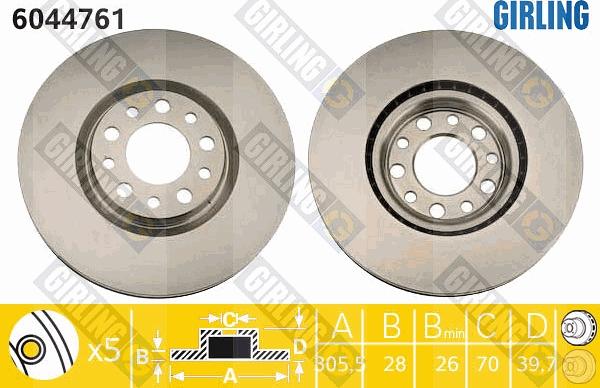 Girling 6044761 - Bremsscheibe alexcarstop-ersatzteile.com