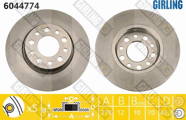 Girling 6044774 - Bremsscheibe alexcarstop-ersatzteile.com