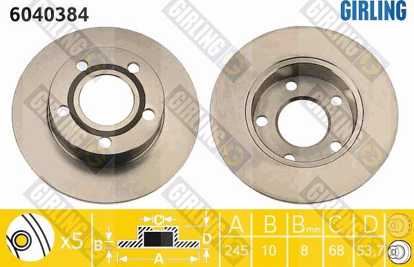 Girling 6040384 - Bremsscheibe alexcarstop-ersatzteile.com