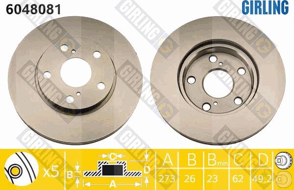 Girling 6048081 - Bremsscheibe alexcarstop-ersatzteile.com