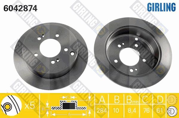 Girling 6042874 - Bremsscheibe alexcarstop-ersatzteile.com