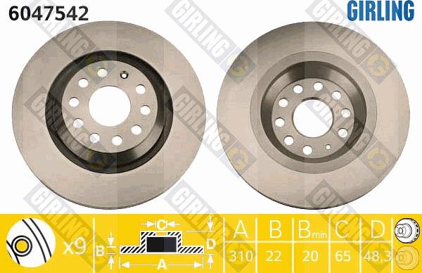 Girling 6047542 - Bremsscheibe alexcarstop-ersatzteile.com