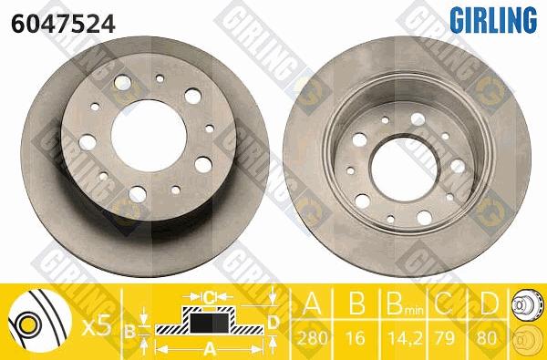 Girling 6047524 - Bremsscheibe alexcarstop-ersatzteile.com