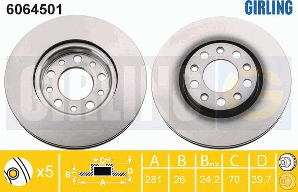 Girling 6064501 - Bremsscheibe alexcarstop-ersatzteile.com