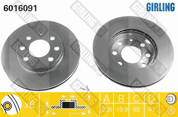 Girling 6016091 - Bremsscheibe alexcarstop-ersatzteile.com