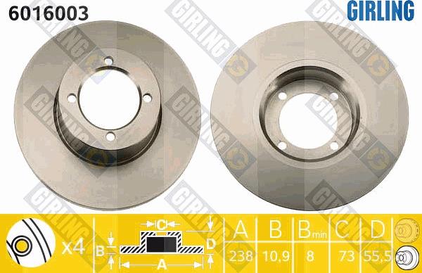 Girling 6016003 - Bremsscheibe alexcarstop-ersatzteile.com