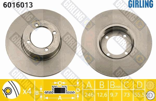 Girling 6016013 - Bremsscheibe alexcarstop-ersatzteile.com