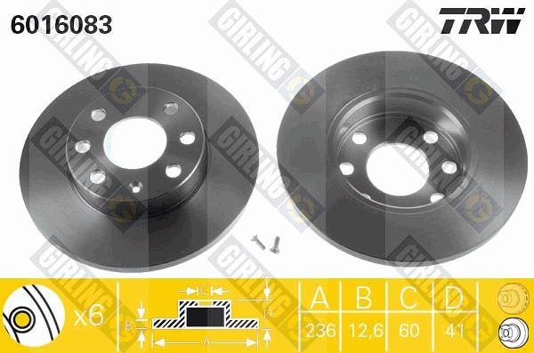 Girling 6016083 - Bremsscheibe alexcarstop-ersatzteile.com