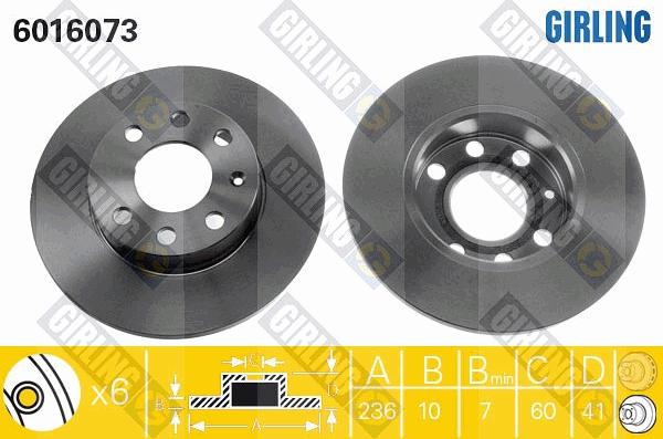 Girling 6016073 - Bremsscheibe alexcarstop-ersatzteile.com