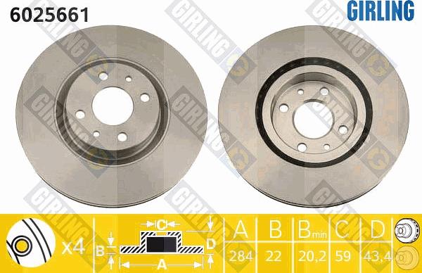 Girling 6025661 - Bremsscheibe alexcarstop-ersatzteile.com