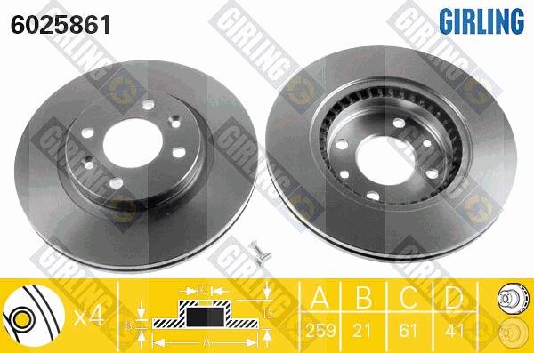 Girling 6025861 - Bremsscheibe alexcarstop-ersatzteile.com