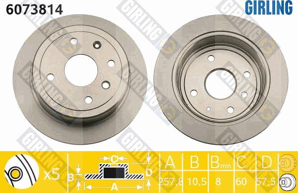 Girling 6073814 - Bremsscheibe alexcarstop-ersatzteile.com