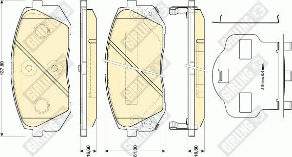 Girling 6134619 - Bremsbelagsatz, Scheibenbremse alexcarstop-ersatzteile.com