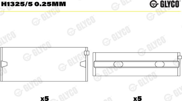 Glyco H1325/5 0.25mm - Kurbelwellenlager alexcarstop-ersatzteile.com