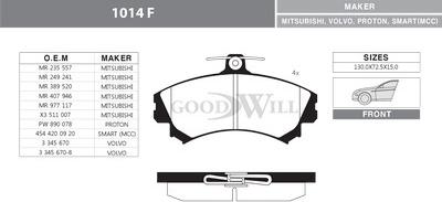 GoodWill 1014 F - Bremsbelagsatz, Scheibenbremse alexcarstop-ersatzteile.com