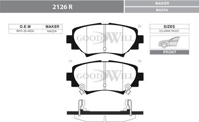 GoodWill 2126 R - Bremsbelagsatz, Scheibenbremse alexcarstop-ersatzteile.com