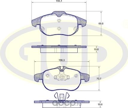 G.U.D. GBP088800 - Bremsbelagsatz, Scheibenbremse alexcarstop-ersatzteile.com