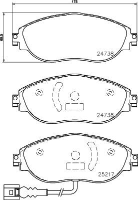 HELLA 8DB 355 045-691 - Bremsbelagsatz, Scheibenbremse alexcarstop-ersatzteile.com