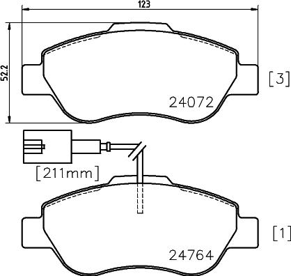 HELLA 8DB 355 014-471 - Bremsbelagsatz, Scheibenbremse alexcarstop-ersatzteile.com