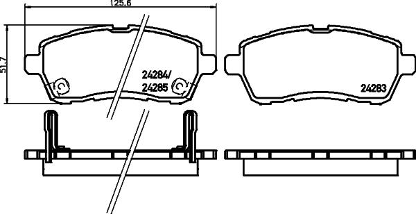 HELLA 8DB 355 014-001 - Bremsbelagsatz, Scheibenbremse alexcarstop-ersatzteile.com