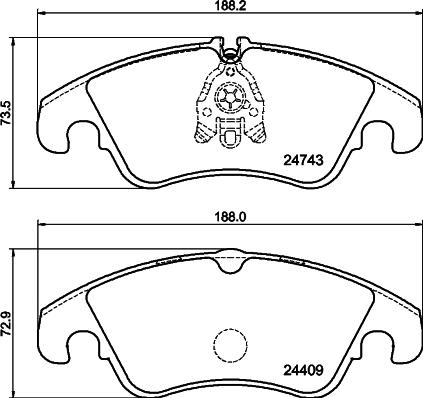 HELLA 8DB 355 014-741 - Bremsbelagsatz, Scheibenbremse alexcarstop-ersatzteile.com