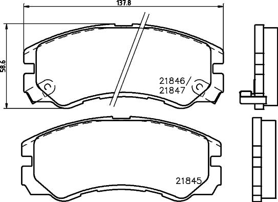 HELLA 8DB 355 016-611 - Bremsbelagsatz, Scheibenbremse alexcarstop-ersatzteile.com