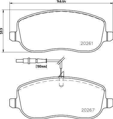 HELLA 8DB 355 010-501 - Bremsbelagsatz, Scheibenbremse alexcarstop-ersatzteile.com