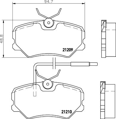 HELLA 8DB 355 017-741 - Bremsbelagsatz, Scheibenbremse alexcarstop-ersatzteile.com