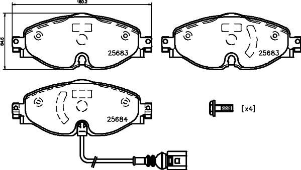 HELLA 8DB 355 020-191 - Bremsbelagsatz, Scheibenbremse alexcarstop-ersatzteile.com