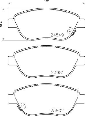 HELLA 8DB 355 020-881 - Bremsbelagsatz, Scheibenbremse alexcarstop-ersatzteile.com