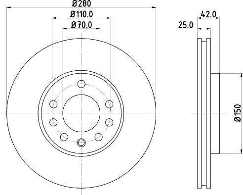 HELLA 8DD 355 106-071 - Bremsscheibe alexcarstop-ersatzteile.com