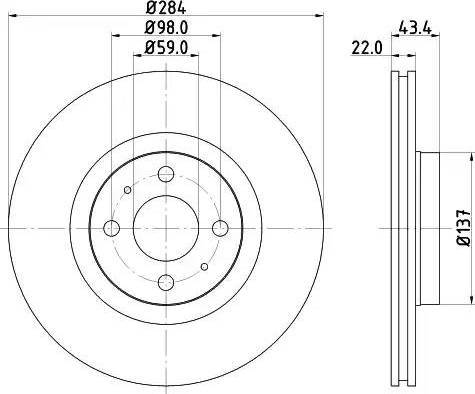 HELLA 8DD 355 102-381 - Bremsscheibe alexcarstop-ersatzteile.com