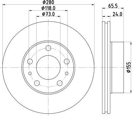 HELLA 8DD 355 132-141 - Bremsscheibe alexcarstop-ersatzteile.com