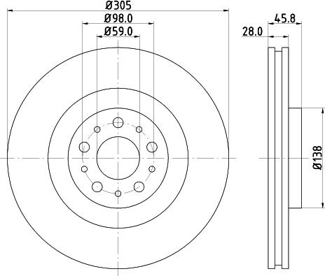 HELLA 8DD 355 129-351 - Bremsscheibe alexcarstop-ersatzteile.com