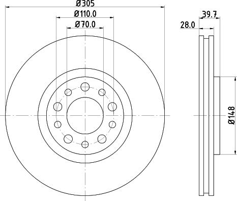 HELLA 8DD 355 124-991 - Bremsscheibe alexcarstop-ersatzteile.com