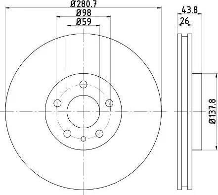 HELLA 8DD 355 120-291 - Bremsscheibe alexcarstop-ersatzteile.com