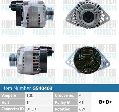 Hoffer H5540403 - Generator alexcarstop-ersatzteile.com