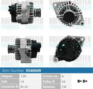 Hoffer H5540049 - Generator alexcarstop-ersatzteile.com