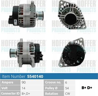 Hoffer H5540140 - Generator alexcarstop-ersatzteile.com