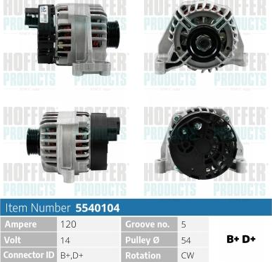 Hoffer H5540104 - Generator alexcarstop-ersatzteile.com