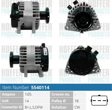 Hoffer H5540114 - Generator alexcarstop-ersatzteile.com