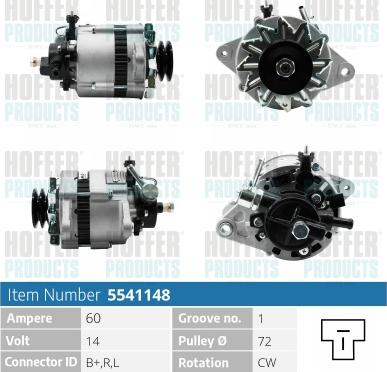 Hoffer H5541148 - Generator alexcarstop-ersatzteile.com