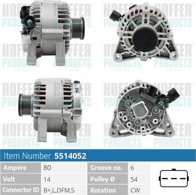 Hoffer H5514052 - Generator alexcarstop-ersatzteile.com