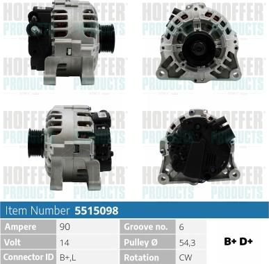 Hoffer H5515098 - Generator alexcarstop-ersatzteile.com