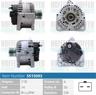 Hoffer H5515093 - Generator alexcarstop-ersatzteile.com