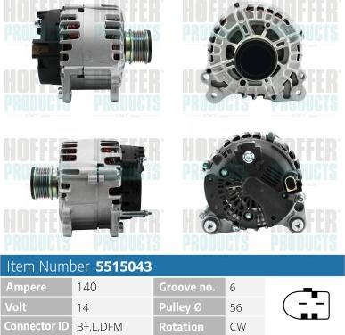 Hoffer H5515043 - Generator alexcarstop-ersatzteile.com