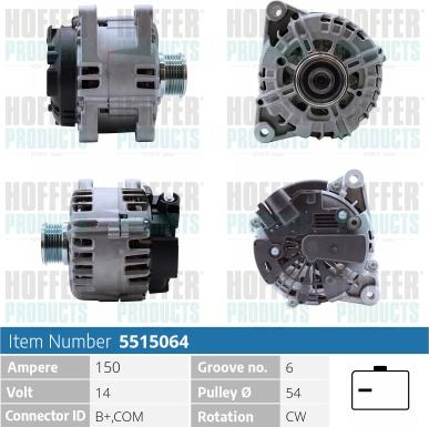 Hoffer H5515064P - Generator alexcarstop-ersatzteile.com