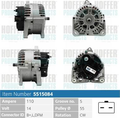 Hoffer H5515084 - Generator alexcarstop-ersatzteile.com